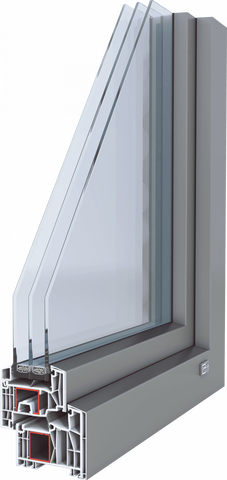 3D-Querschnitt Kunststoff-Alu-Fensterprofil IsoStar