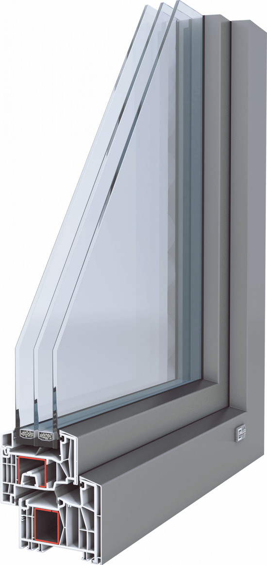 3D-Querschnitt Kunststoff-Alu-Fensterprofil IsoStar