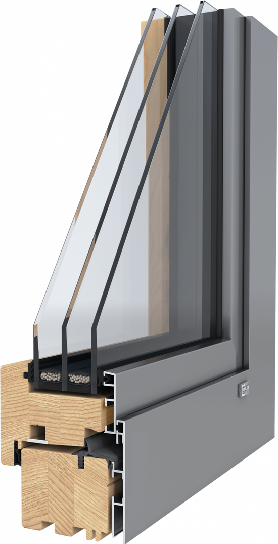 3D-Querschnitt Holz-Alu-Fensterprofil ModernLine08