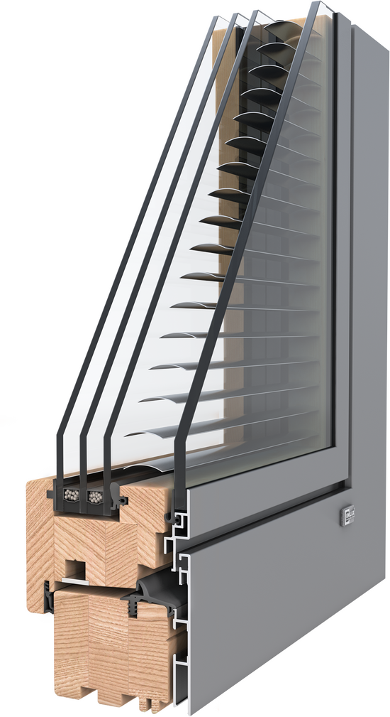 3D-Querschnitt Holz-Alu-Fensterprofil DesignLine