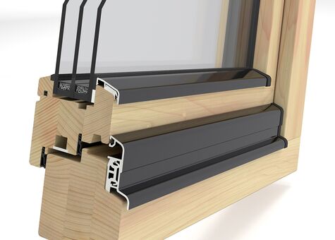 UNILUX Holzfenster Classic mit Flügelabdeckprofil aus Aluminium