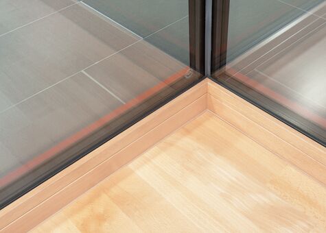 Detailansicht Holzrahmen UNILUX Ganzglasecke OpenView