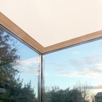 Detailansicht Deckenanschluss UNILUX Ganzglasecke OpenView