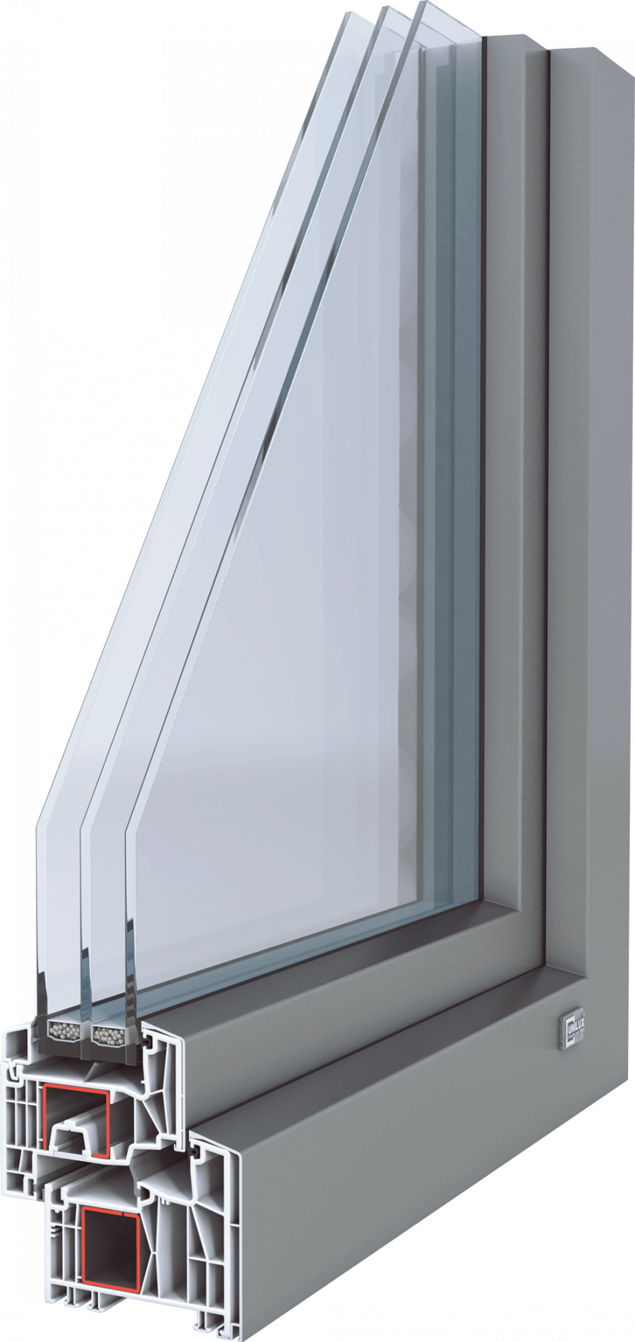 3D-Querschnitt Kunststoff-Alu-Fensterprofil IsoStar