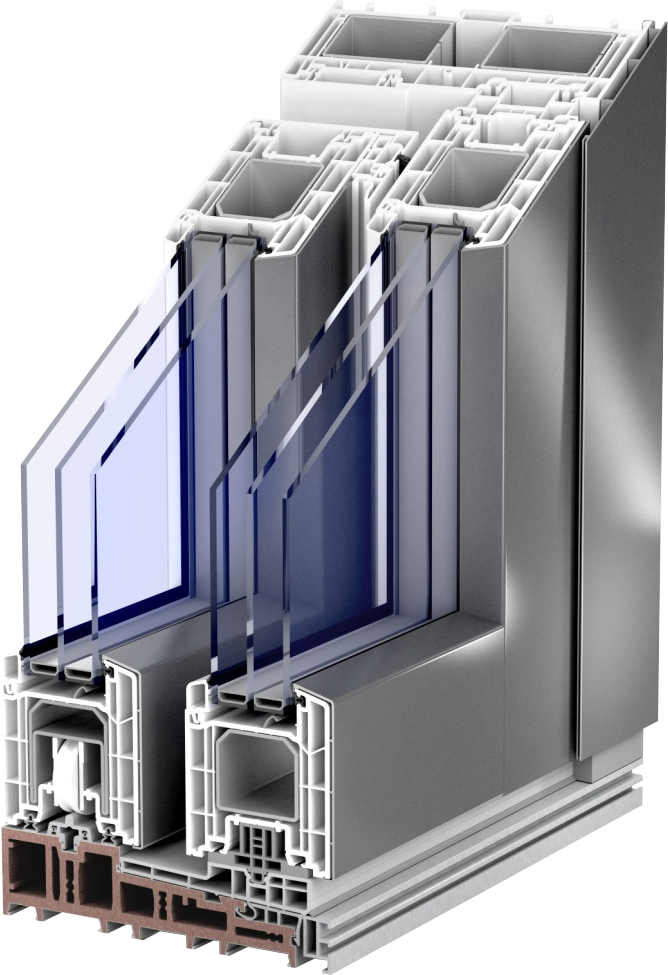 3D-Querschnitt Kunststoff-Alu Hebe-Schiebanlage IsoStar